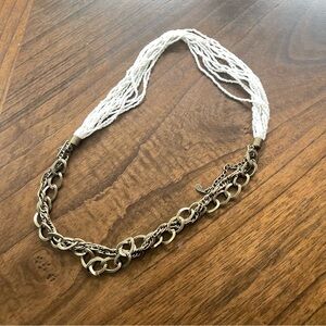 STATEMENT COSTUME JEWELRY COCKTAIL NECKLACE Chunky Strand Beaded Brass Chains